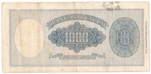 reverse: Banconote. Repubblica Italiana. 1.000 lire Italia (Testina). D.M. 20/03/1947. 