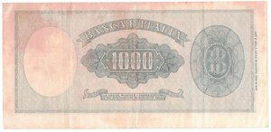 reverse: Banconote. Repubblica Italiana. 1.000 lire Italia (Medusa). D.M. 11 Febbraio 1949. 