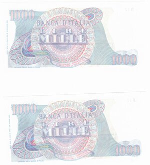 reverse: Banconote. Repubblica Italiana. 1000 lire Giuseppe Verdi I Tipo. D.M. 05/07/1963. 2 Pezzi consecutivi.