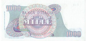 reverse: Banconote. Repubblica Italiana. 1000 lire Giuseppe Verdi I Tipo. D.M. 10/08/1965. 