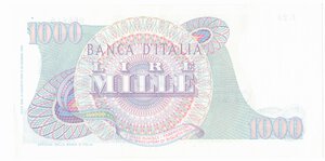 reverse: Banconote. Repubblica Italiana. 1000 lire Giuseppe Verdi I Tipo. D.M. 10/08/1965.