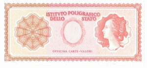 obverse: Banconote. Repubblica Italiana. Poligrafico dello Stato. Prova uniface. 