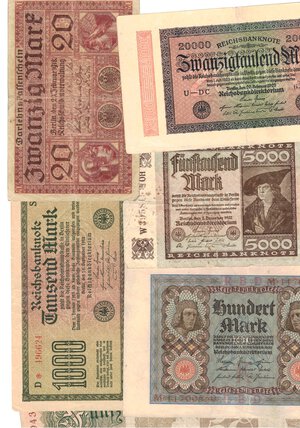 reverse: Banconote. Estere. Germania. Lotto di 23 pezzi di Reichmark, vari nominali. 