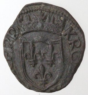 obverse: L Aquila. Carlo VIII. 1495. Cavallo. Ae. 
