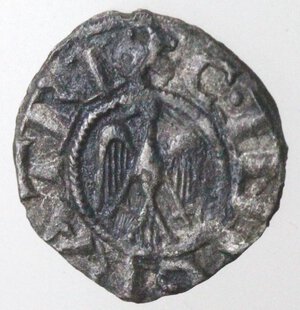 obverse: Brindisi o Messina. Enrico VI di Svevia. 1194-1197. Denaro a nome di Enrico e Costanza. Mi. 
