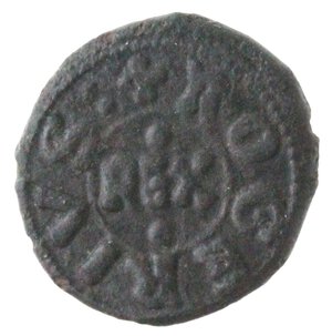obverse: Messina. Tancredi. 1190-1194. Moneta emessa a nome di Tancredi con il figlio Ruggero, suo primogenito. 1191-1193. Follaro. Ae. 