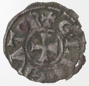 reverse: Messina. Enrico VI. 1194-1197. Mezzo denaro?. A nome di Enrico e Costanza. MIR 56. MI. 