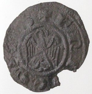 reverse: Messina. Federico II. 1197-1250. Mezzo Denaro Imperiale, con Aquila testa a sinistra. MI. 