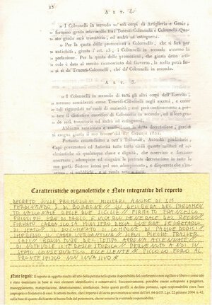 reverse: Documenti antichi. Ferdinando I. Atto normativo. Decreto sulle promozioni militare. 