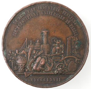 reverse: Medaglie. Vittorio Emanuele II. 1861-1878. Medaglia 1867. Esposizione universale di Parigi. Ae.