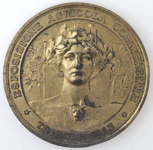obverse: Medaglie. Vittorio Emanuele III. 1900-1943. Medaglia 1913. Esposizione agricola commerciale Tripoli. Br. 