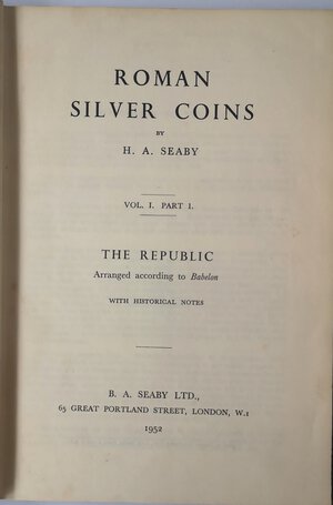 obverse: Libri. Roman Silver Coin. H. A. Seaby. Vol. I Part. I. Londra 1952.