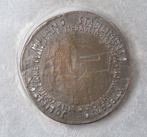 reverse: Medaglie. Milano. Medaglia 1966. Commemorativa del 130° anniversario della coniazione della prima medaglia Johnson. Ae. Inc: Greco. 