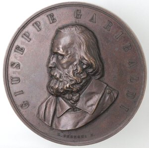 obverse: Medaglie. Giuseppe Garibaldi. Medaglia 1862. Gli Italiani del Perù riconoscenti. Ae. 