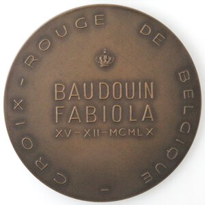 reverse: Medaglie. Belgio. Baldovino I. 1951-1993. Medaglia 1960. Br. Croce Rossa. 
