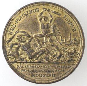 reverse: Medaglie. Germania. Brandeburgo, Prussia. Federico II il Grande. 1740-1786. Medaglia 1757. Br. Dorato. Realizzata per la vittoria di Rosbach. 