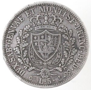 reverse: Carlo Felice. 1821-1831. 5 lire 1828 Genova. Ag. 