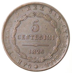 reverse: Carlo Felice. 1821-1831. 5 centesimi 1826 Torino. Ae. 