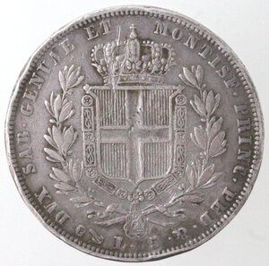 reverse: Carlo Alberto. 1831-1849. 5 lire 1837 Genova. Ag. 