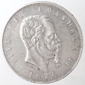 obverse: Vittorio Emanuele II. 1861-1878. 5 lire 1876. Ag.