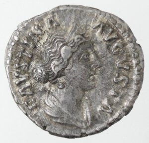 obverse: Monetazione Classica. Impero Romano. Faustina II, moglie di Marco Aurelio, figlia di Antonino Pio e Faustina (deceduta nel 176 d.C.). Denario. Ag.