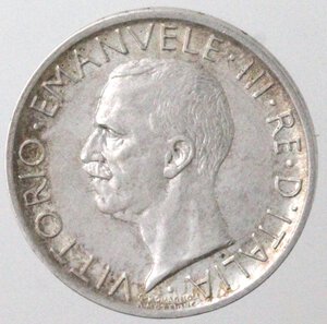 obverse: Vittorio Emanuele III. 1900-1943. 5 lire 1928, due rosette. Ag. 