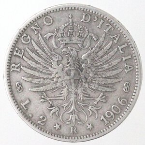 reverse: Vittorio Emanuele III. 1900-1943. 2 lire 1906 Aquila sabauda. Ag. 