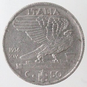 reverse: Vittorio Emanuele III. 1900-1943. 50 Centesimi Impero 1936 Anno XIV Impero. Ni. 