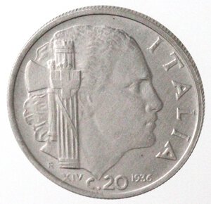 reverse: Vittorio Emanuele III. 1900-1943. 20 Centesimi 1936. Ni. 