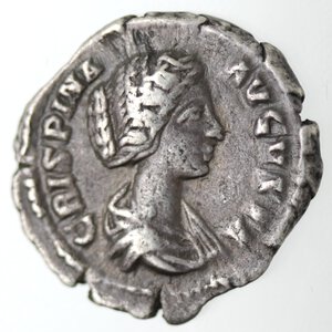 obverse: Monetazione Classica. Impero Romano. Crispina, moglie di Commodo, deceduta nel 183 d.C. Denario. Ag.