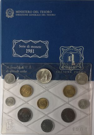 obverse: Repubblica Italiana. Serie Divisionale 1981. Con 500 Lire d argento. Metalli vari. 