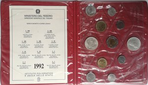 obverse: Repubblica Italiana. Serie divisionale 1992. 11 valori con 500 lire e 500 Lire Piero della Francesca. Ag. 