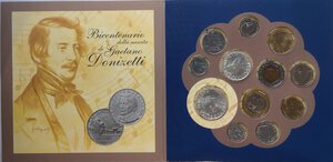 obverse: Repubblica Italiana. Serie divisionale 1997. 12 valori con 500 lire e 1000 Lire Donizetti. Ag. 