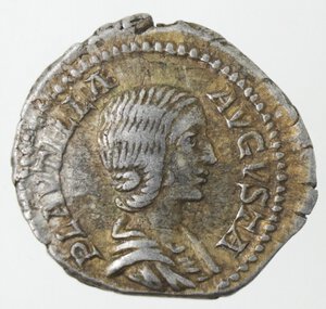 obverse: Monetazione Classica. Impero Romano. Plautilla, moglie di Caracalla, deceduta nel 212 d.C. Denario. Ag.