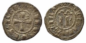 obverse: BRINDISI o MESSINA. Federico II (1197-1250). Denaro Mi (0,71 g). IP nel campo - R/croce con trifoglio nel 2° quarto. Sp.139. MB-BB