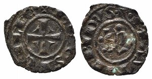 obverse: BRINDISI o MESSINA. Manfredi (1258-1264). Denaro Mi (0,62 g). Spahr 195. BB