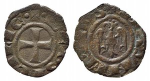 obverse: BRINDISI o MESSINA. Manfredi (1258-1264). Denaro Mi (0,72 g). Spahr 196. BB