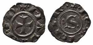 obverse: BRINDISI o MESSINA. Manfredi (1258-1264). Denaro Mi (0,63 g). Spahr 198. SPL