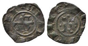 obverse: BRINDISI o MESSINA. Manfredi (1258-1264). Denaro Mi (0,60 g). Spahr 199. qBB