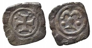 obverse: BRINDISI o MESSINA. Manfredi (1258-1264). Denaro Mi (0,98 g). Spahr 211. BB