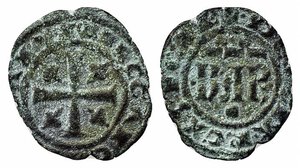 obverse: BRINDISI o MESSINA. Carlo I d Angiò (1266-1285). Denaro Mi (0,50 g). Spahr 50. MB-BB