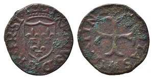 obverse: CHIETI. Carlo VIII re di Francia (1495). Cavallo AE (2,17 g). Scudo coronato di Francia - R/ croce patente tripartita. D Andrea-Andreani 9. BB