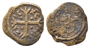 obverse: MESSINA. Ruggero II (1105-1154). Follaro AE (3,68 g). Sp. 54. BB