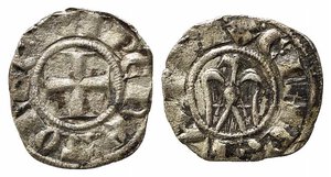 obverse: MESSINA. Enrico VI (1194-1197). Denaro apuliense Mi (0,84 g). Sp. 25 - RR. qSPL