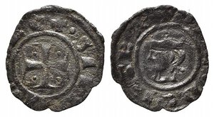 obverse: MESSINA. Federico III (1296-1337). Denaro Mi (0,48 g). Testa coronata a sinistra, dietro un punto - R/croce patente, un punto in ogni quarto. Spahr 49. BB