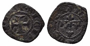 obverse: NAPOLI. Carlo II d Angiò (1285-1309). Denaro Gherardino Mi (0,58 g). MIR 26. MB-BB