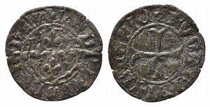 obverse: NAPOLI. Ladislao di Durazzo (1386-1414). Denaro Mi (0,51 g). Nel campo quattro gigli - R/ croce patente. MIR 44 var. MB-BB