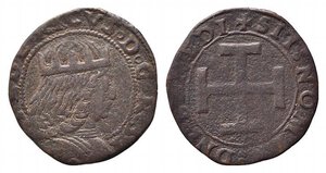obverse: NAPOLI. Federico III d Aragona (1496-1501). Sestino Cu (1,95 g). Busto coronato a destra - R/croce potenziata in cerchio lineare. MIR 109. BB