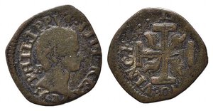 obverse: NAPOLI. Filippo IV (1621-1665). 3 cavalli 1625. AE (1.42 g). Magliocca 123 raro. qBB