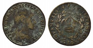obverse: NAPOLI. Ferdinando IV di Borbone (1759-1816). FALSO D EPOCA di un 20 grana 1796. AE (4,24 g). BB